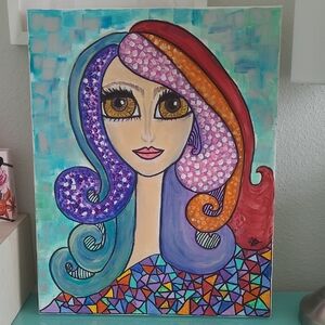 Designers Originals Vibrant Portrait with Purple and Orange Accents